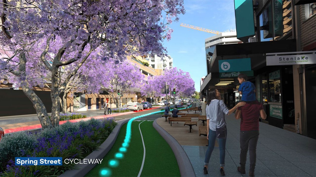Svg+xml;charset=utf — tract Bondi junction cycleway - spring street - video production animation - tract media